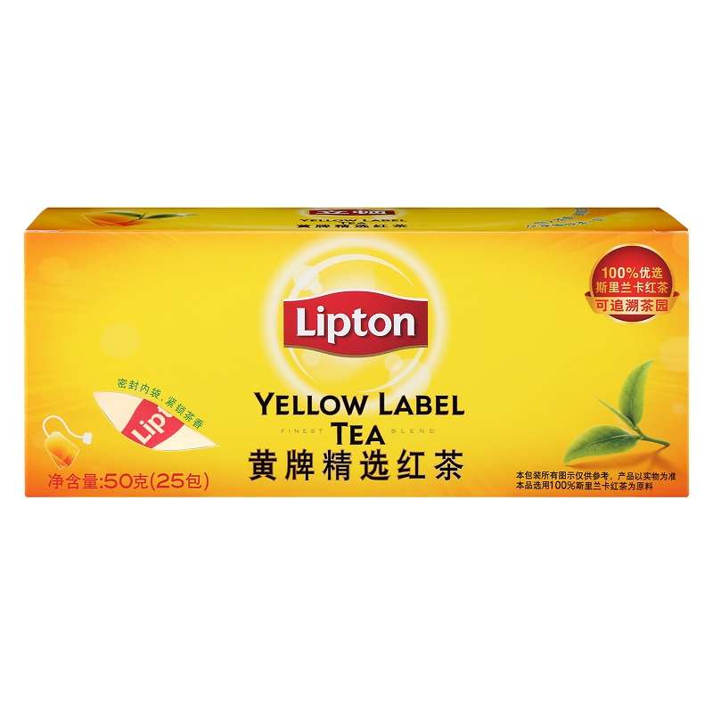 立顿（Lipton） 茶叶 红茶 黄牌精选红茶25包 50g