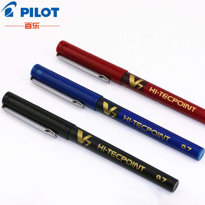 百乐（Pilot）BX-V5/V7针管走珠笔0.5mm/0.7m办公用签字笔 百乐中性水笔 V7黑色0.7