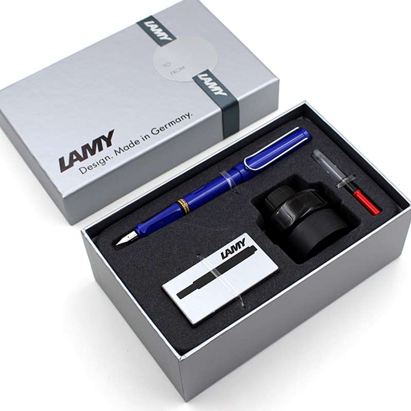 凌美（Lamy）墨水礼盒套装 狩猎者亮蓝色墨水笔钢笔 F尖