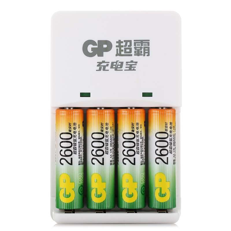 超霸（GP）GP260AAHC-2IL4(KBO1) 镍氢充电电池5号送充电器（可充5号7号）套装 4粒/卡